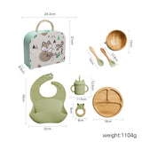 Silicone Baby Tableware Set with Bib, Plate, Cup & Utensils