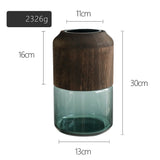 Handcrafted Solid Wood & Glass Vase - Exclusive Design
