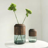 Handcrafted Solid Wood & Glass Vase - Exclusive Design