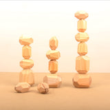 Montessori Wooden Stone Stacking Blocks