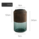 Handcrafted Solid Wood & Glass Vase - Exclusive Design