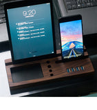 Solid Wood USB Charging Station & Desk Organizer