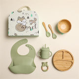 Silicone Baby Tableware Set with Bib, Plate, Cup & Utensils
