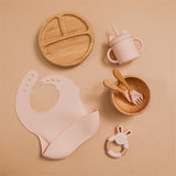 Silicone Baby Tableware Set with Bib, Plate, Cup & Utensils