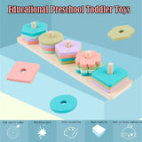 Montessori Wooden Geometric Stacking Blocks