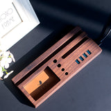 Solid Wood USB Charging Station & Desk Organizer