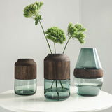 Handcrafted Solid Wood & Glass Vase - Exclusive Design
