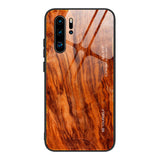 HUAWEI - Retro Wood Grain Glass Case