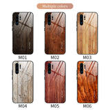 HUAWEI - Retro Wood Grain Glass Case