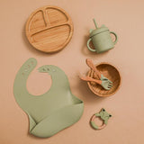 Silicone Baby Tableware Set with Bib, Plate, Cup & Utensils